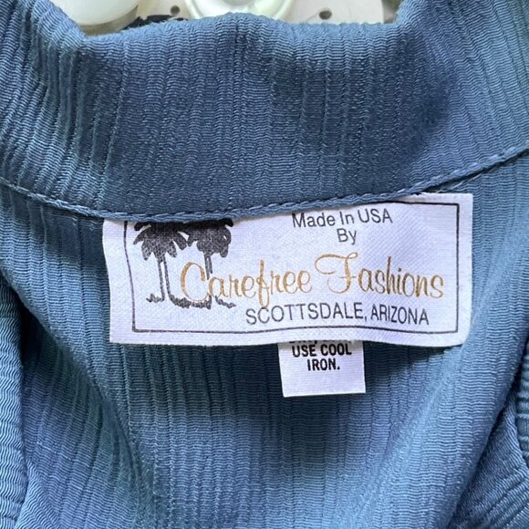 Vintage Carefree Fashions Shirt Skirt Set Size Medium Button Blue Studded Casual - Picture 9 of 16